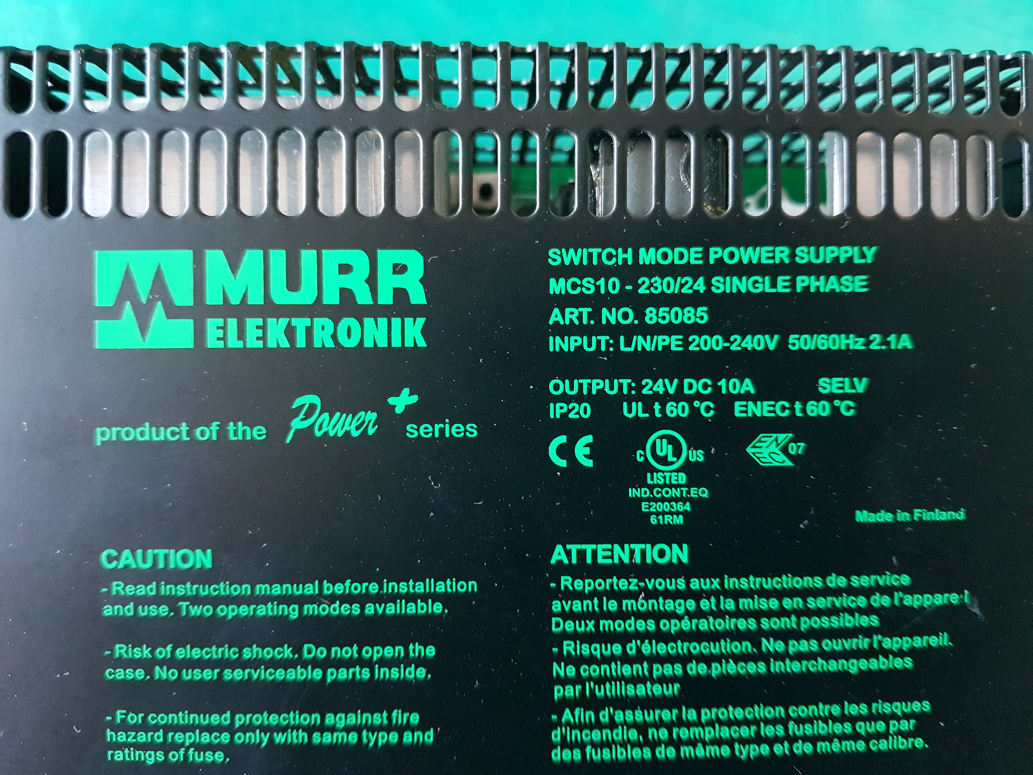 MURR POWER SUPPLY MCS10-230/24 85085 (중고) 뮬러 파워 서플라이