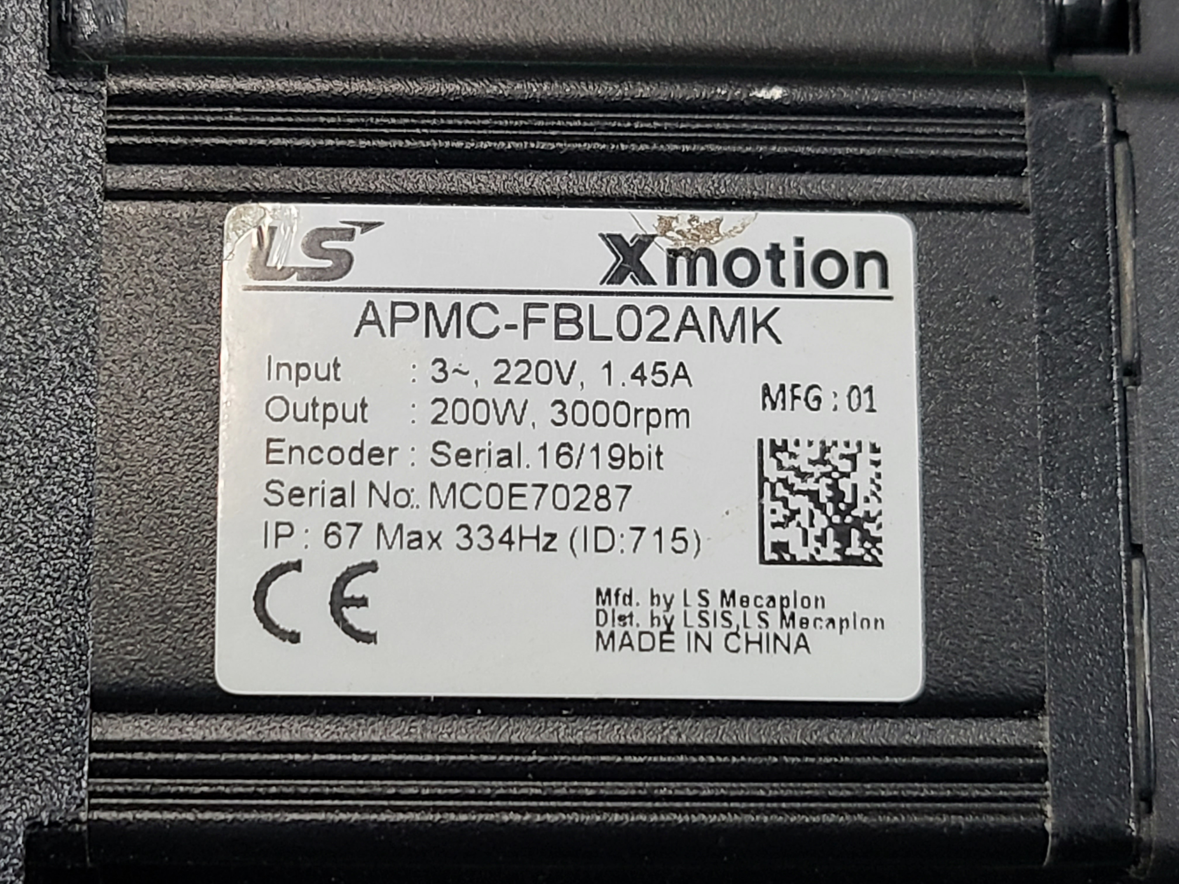 (미사용중고) LS X-MOTION SERVO MOTOR APMC-FBL02AMK 엘에스 엑스모션 서보 모타
