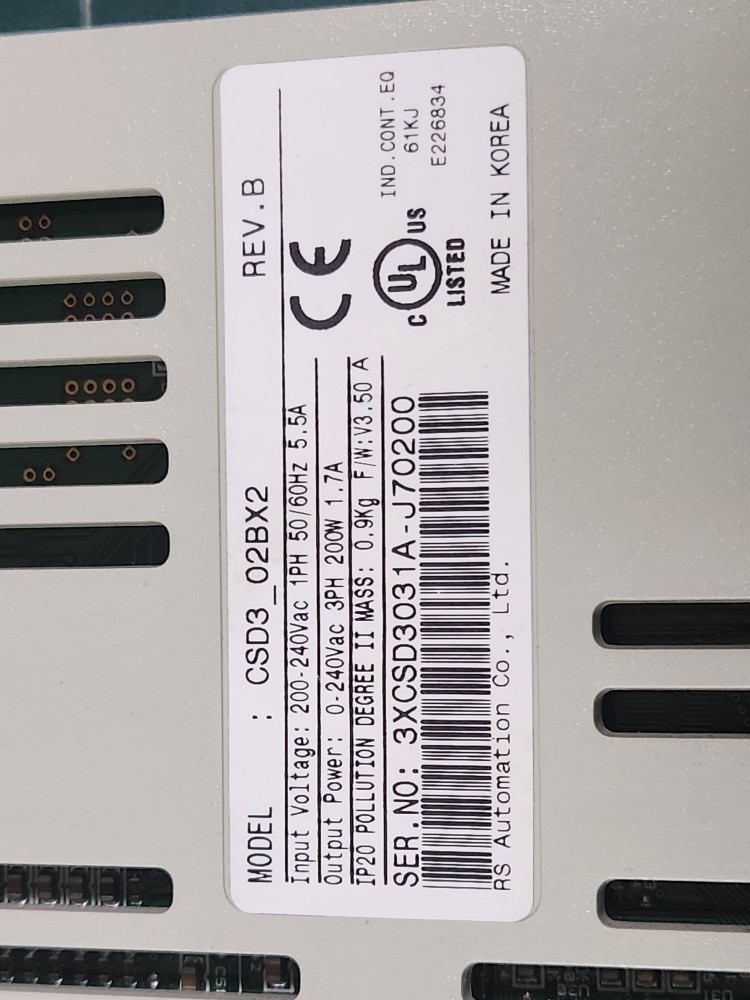 RS AUTOMATION SERVO DRIVE CSD3-02BX2 서보 드라이브 (중고)