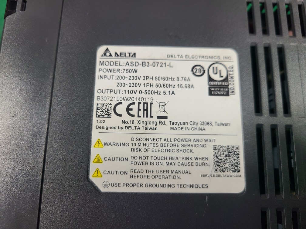 DELTA SERVO DRIVER ASD-B3-0721-L 750W (중고) 델타 서보드라이버