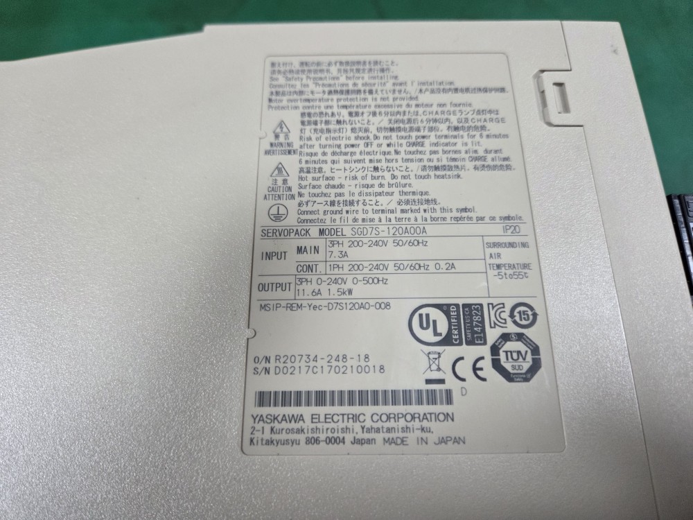 YASKAWA SERVOPACK SGD7S-120A00A (중고) 야스까와 서보팩