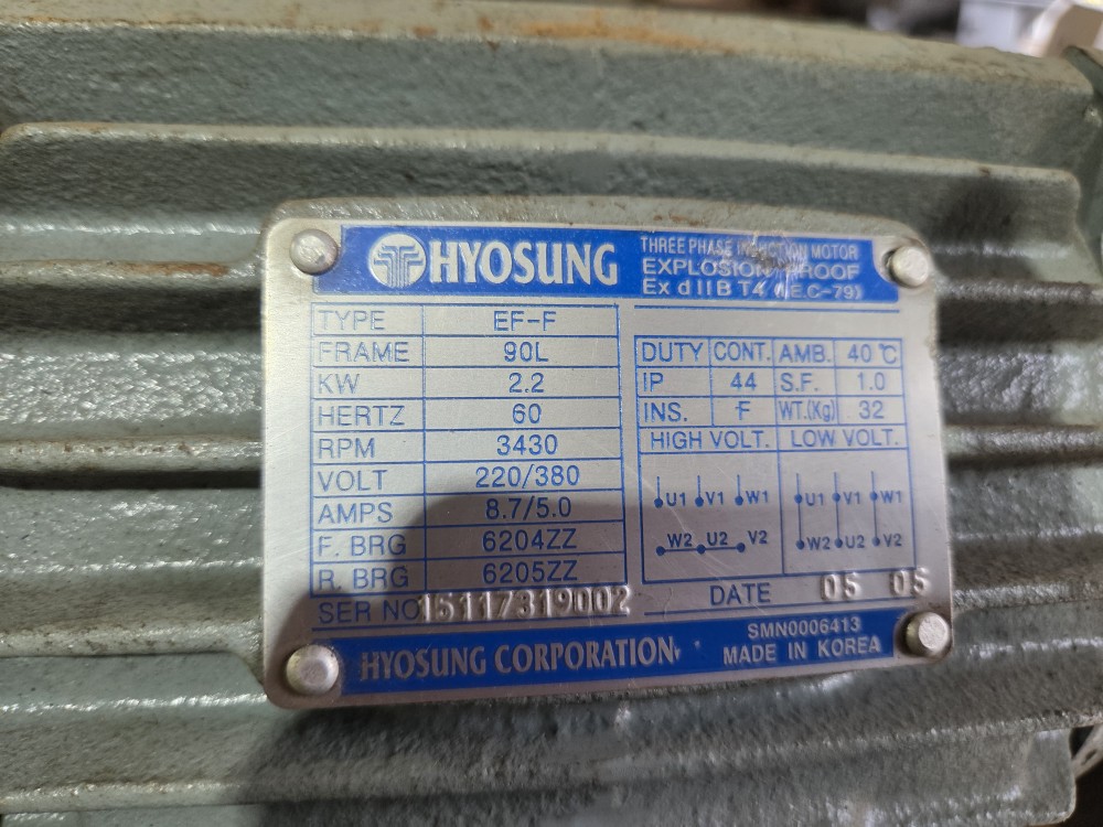 HYOSUNG 삼상 인덕션 모타 EF-F-90L 2.2KW (중고)
