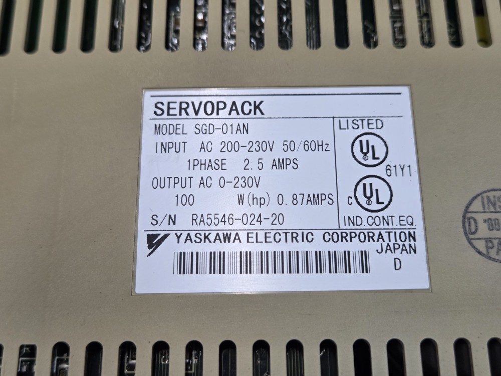 YASKAWA SERVOPACK SGD-01AN (100W-중고) 야스까와 서보팩