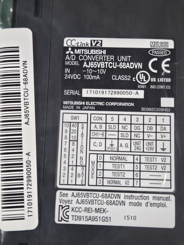 (A급-미사용품) A/D CONVERTER UNIT AJ65VBTCU-68ADVN 컨버터